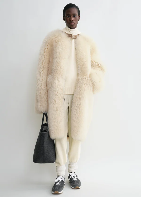 TotêMe Two-Way Shearling Coat - Caramel,Cream