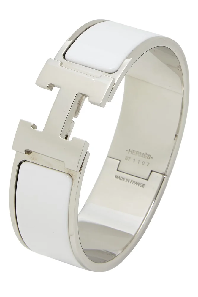 Pre-Owned White Clic Clac H Wide PM Bracelet