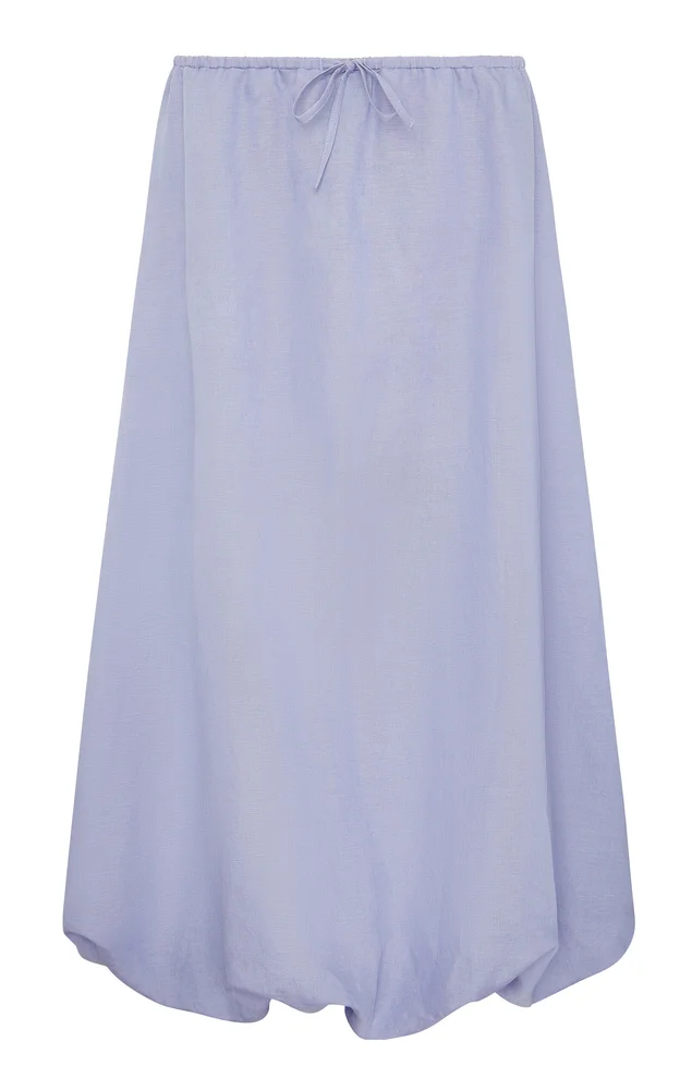 Air Linen Bubble Maxi Drawstring Skirt
