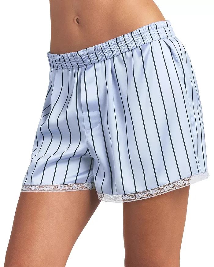 Woven Shine Sleep Boxers with Lace