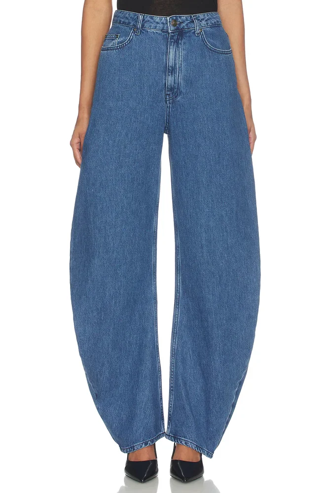 Draped Barrel Leg Jeans