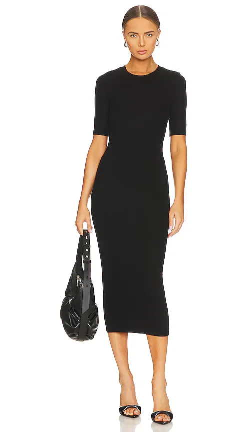 Half Sleeve Crew Midi Dress