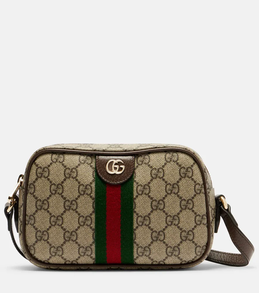 Ophidia Small leather-trimmed crossbody bag