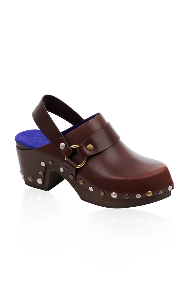 Jeannette Leather Wedge Clogs