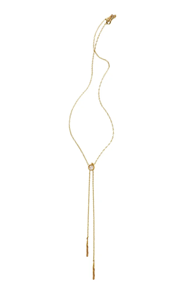 18k Yellow Gold Monochrome Lariet Diamond Gold Necklace