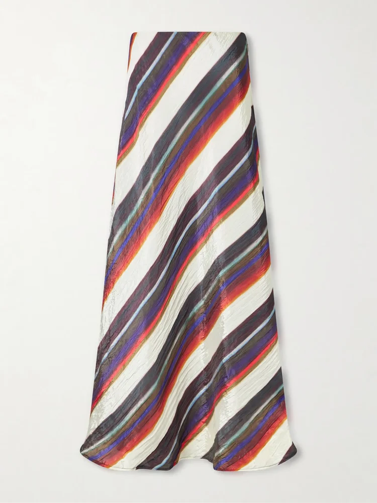 Morris striped crinkle-satin maxi skirt