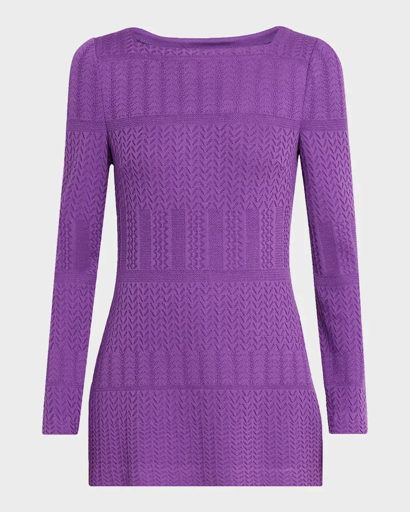 Tonal Multi-Stitch Soft Knit Tunic Top