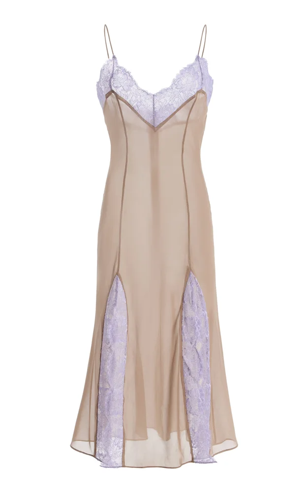 Lace-Trim Silk-Blend Midi Slip Dress