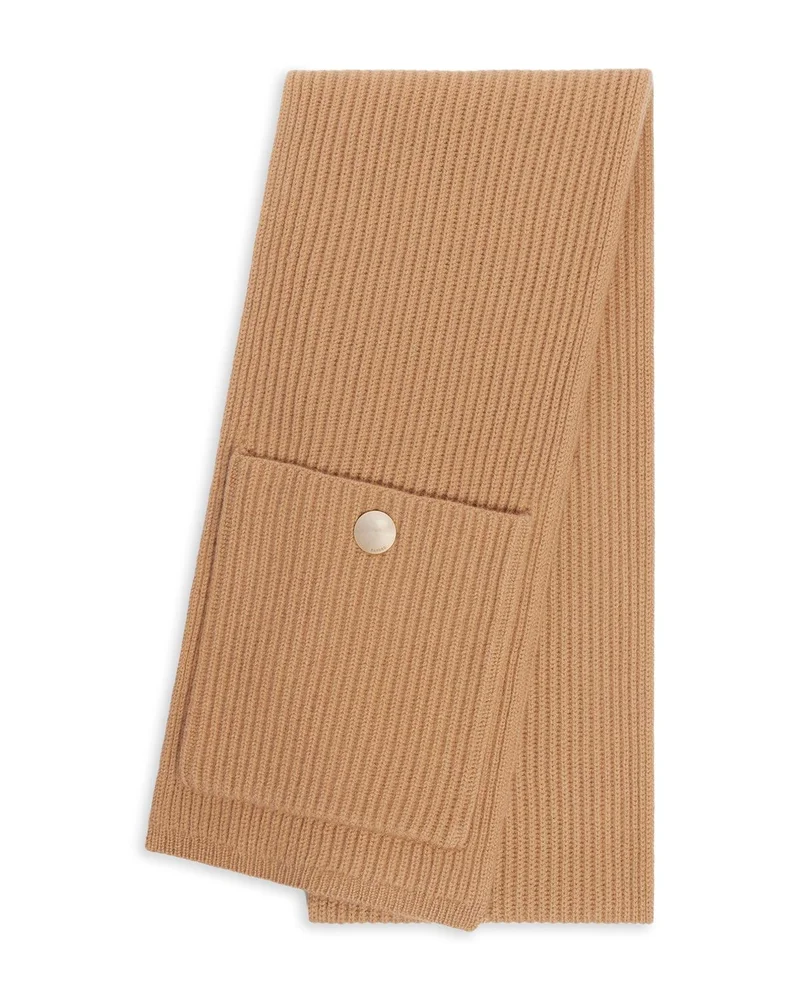 Ribbed Wool & Cashmere Pocket Scarf