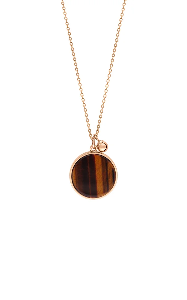 Ever Tiger's Eye Disc on Chain Necklace