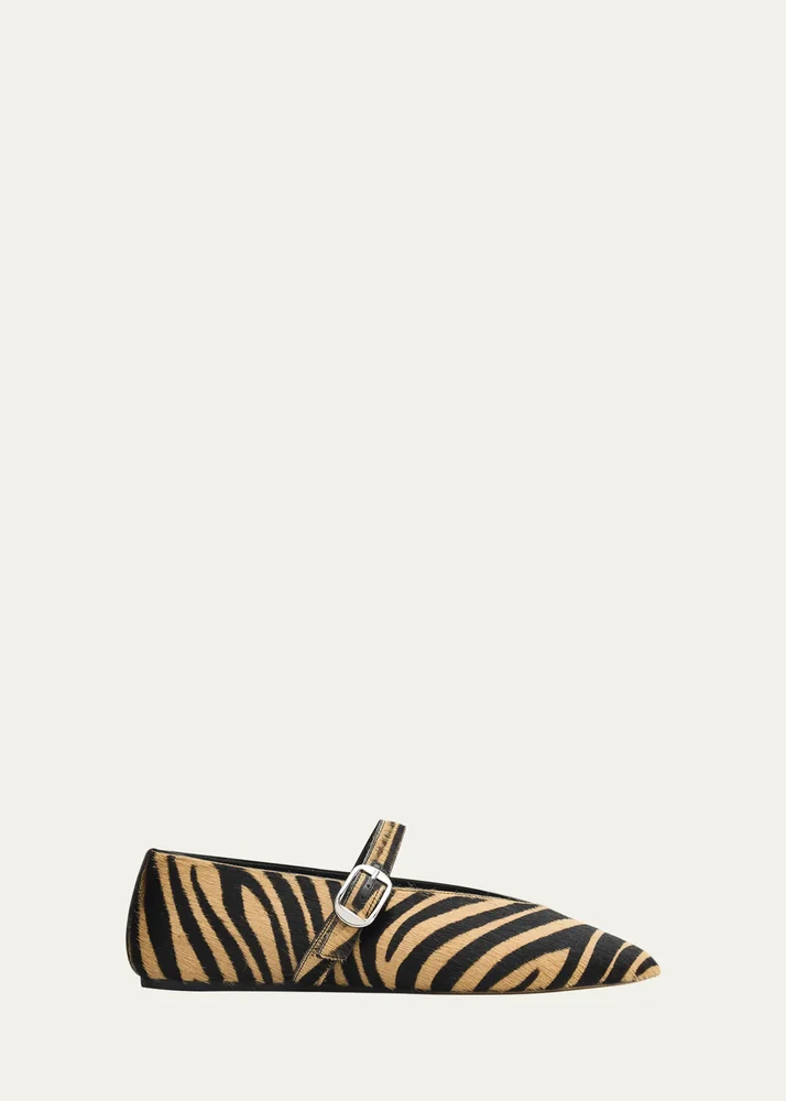 Stella Zebra Calf Hair Ballerina Flats