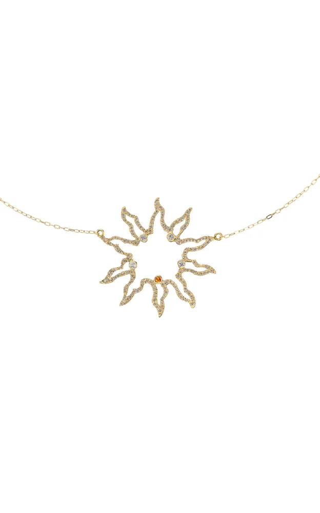 18K Yellow Gold Diamond And Citrine Necklace