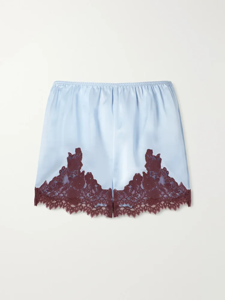 Iona lace-trimmed silk shorts