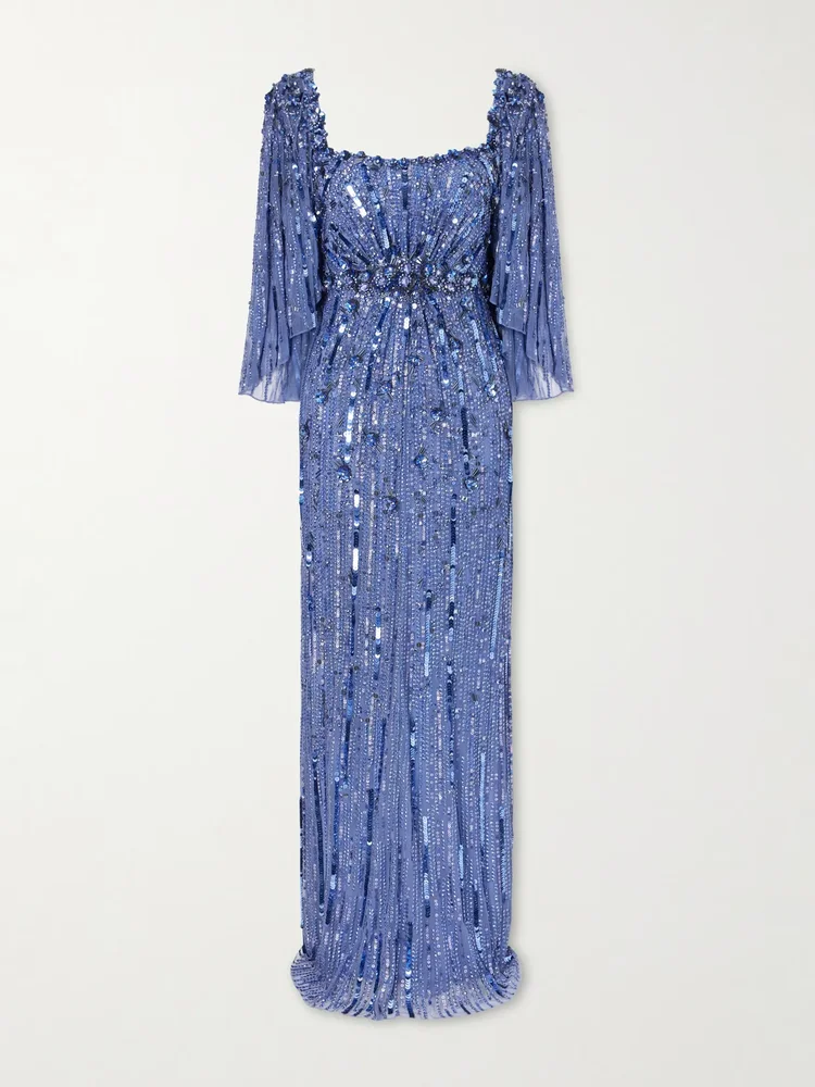sequin embellished tulle gown
