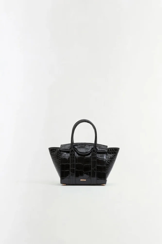 Nicola Croc-Embossed Leather Mini Tote