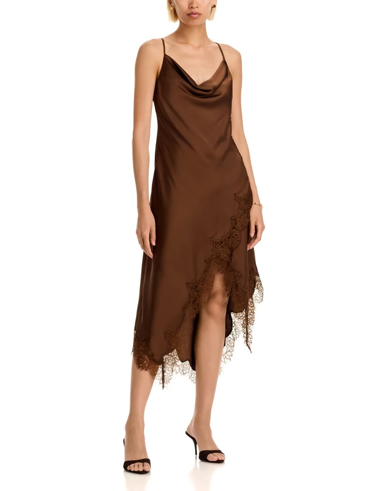 Lace Trim Satin Midi Dress, Exclusive