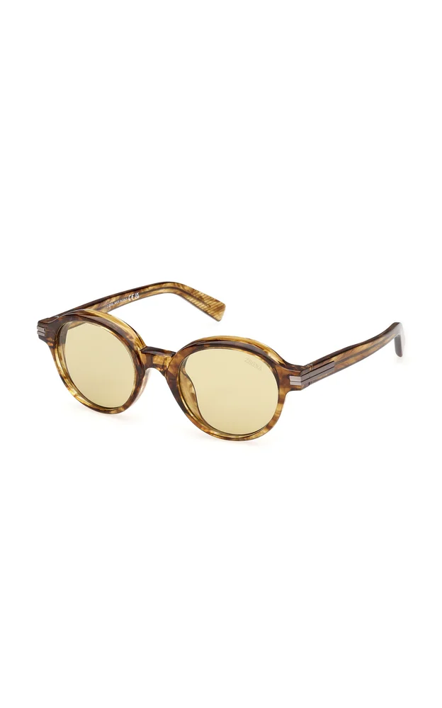 Zegna Shiny Transparent Havana Sunglasses