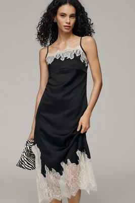 Lace-Trim Midi Slip Dress