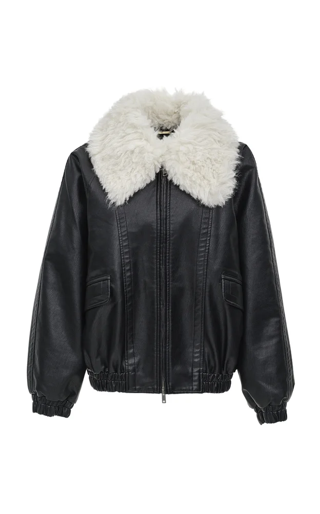 Rioni Faux-Fur Collar Bomber Jacket