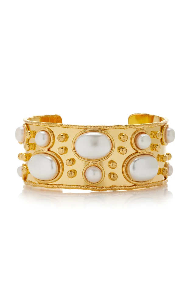 Byzantine 22K Gold-Plated Pearl Cuff