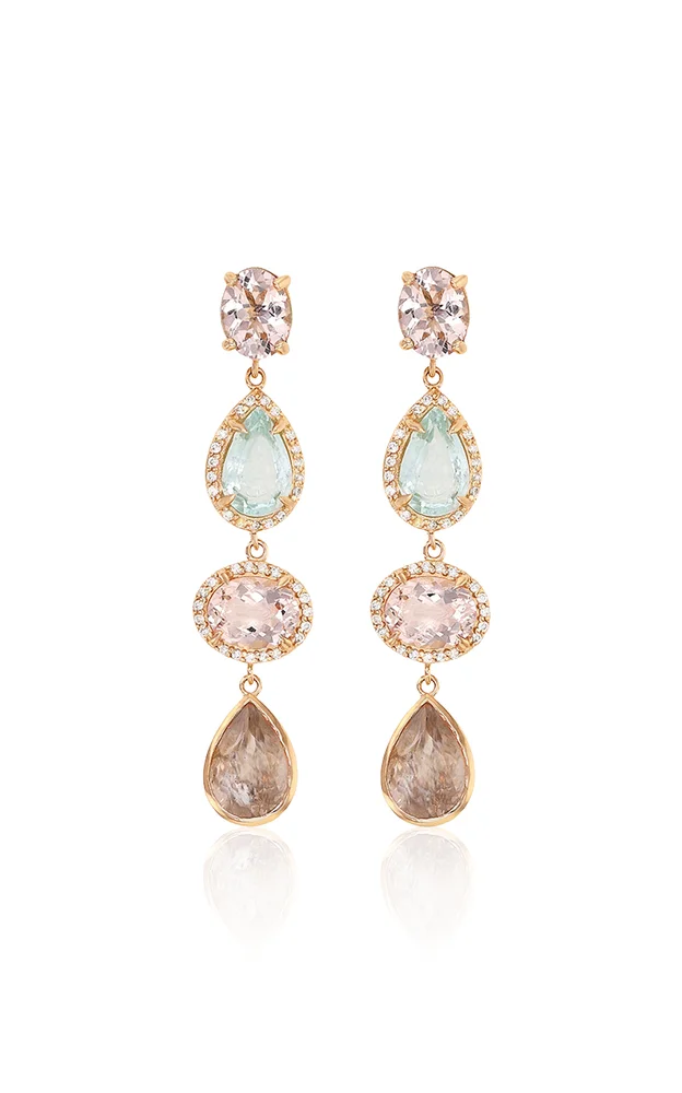 14K Yellow Gold Sunset Multi Stone Drop Earrings