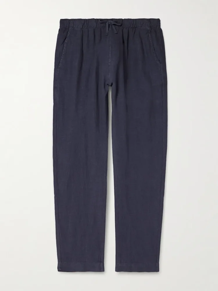 Joggy Straight-Leg Linen Drawstring Trousers