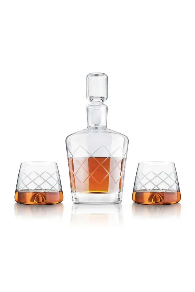 4 Piece Lead-Free Crystal Whiskey Decanter Set