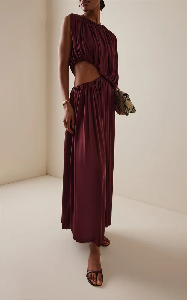 Gathered Draped Maxi Dress