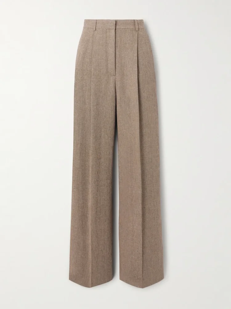 Kurt pleated linen wide-leg pants
