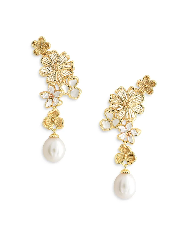 Bloom Cultured Freshwater Pearl Drop Earrings in 18K Gold Plated, Exclusive