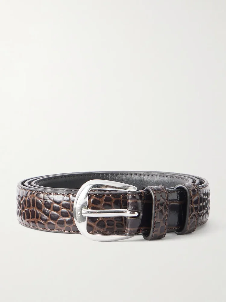 2.5cm Croc-Effect Leather Belt