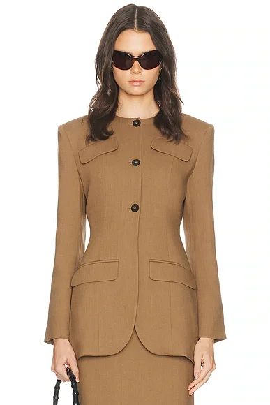 Wool Blend Suiting Jacket With Bows
