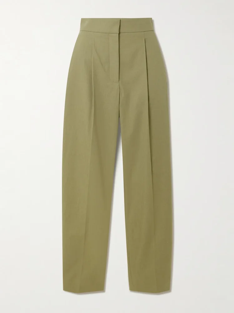 Paver pleated cotton tapered pants