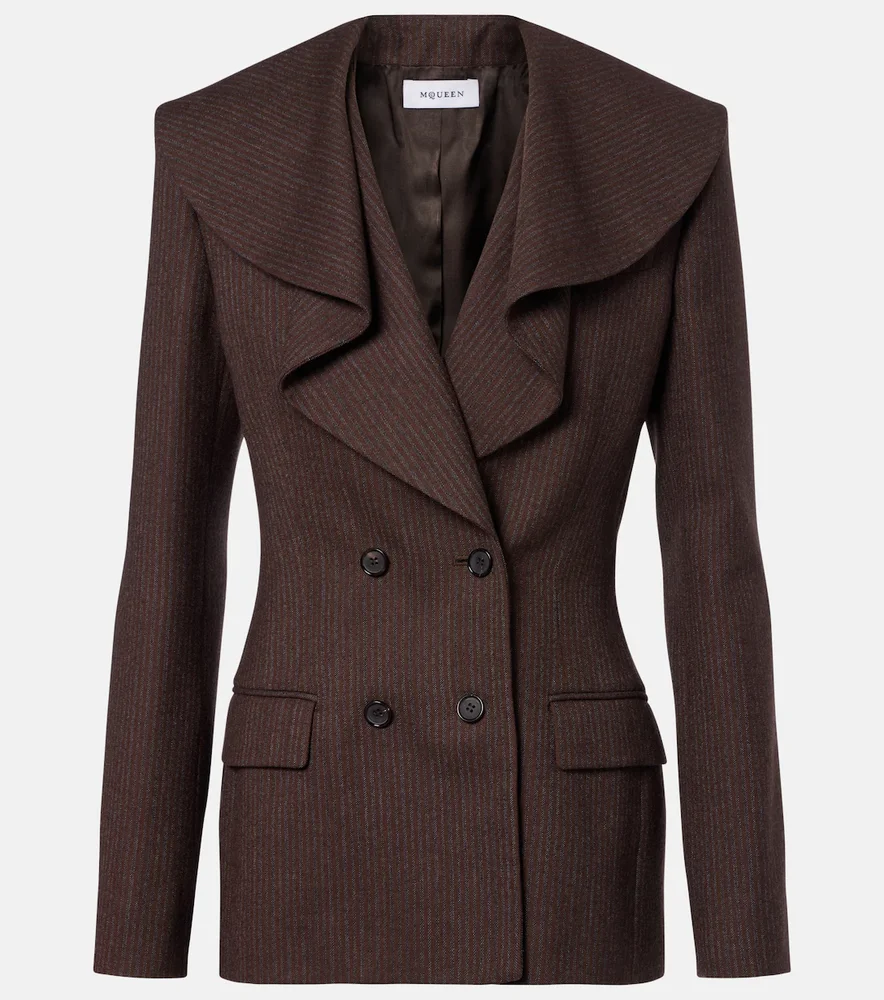 Draped pinstripe wool blazer