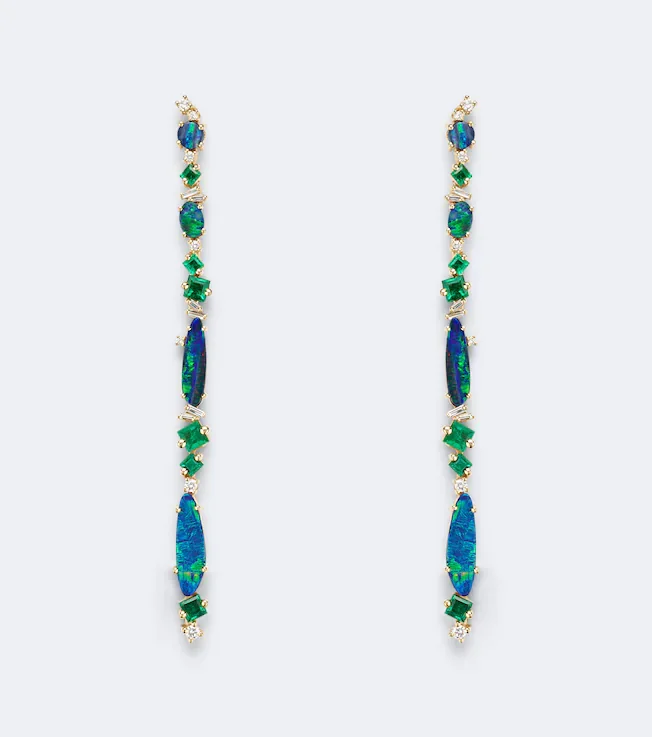 18kt gold drop earrings with gemstones