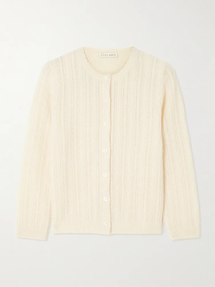 Danae cropped cable-knit cashmere cardigan