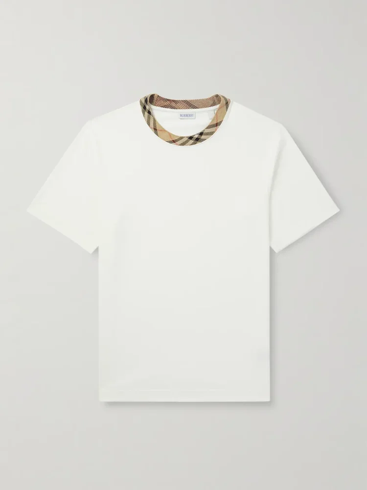 Checked Cotton-Jersey T-Shirt