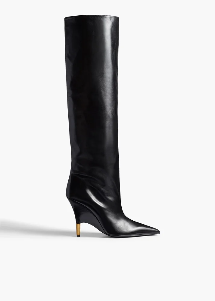 Bella Knee-High Boot in Black Leather