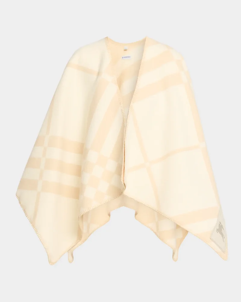Check Wool Cashmere Cape
