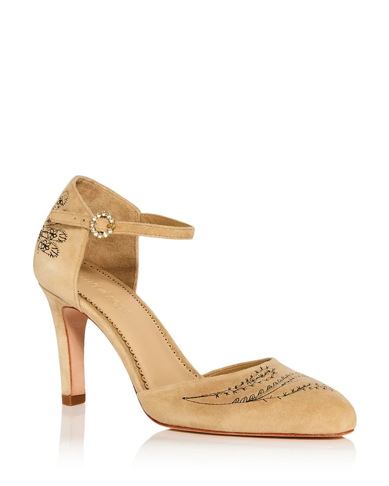 Mariana Embroidered Suede Pumps