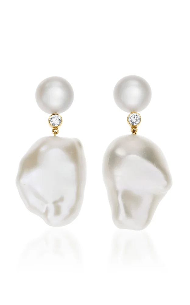 Venus Diamant 14K Gold, Pearl and Diamond Earrings