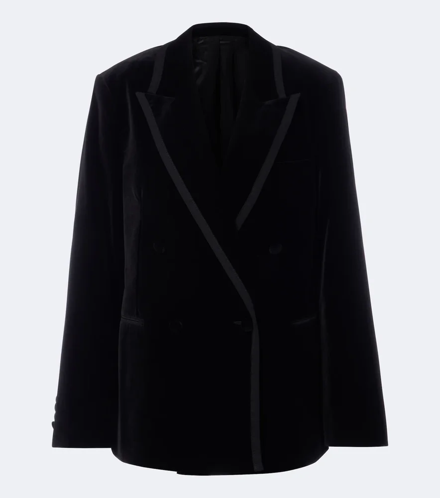 Double-breasted velvet blazer