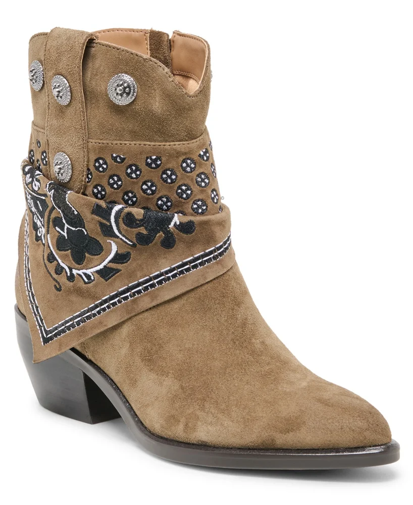 Mekala Scarf Cuff Embroidered Western Booties