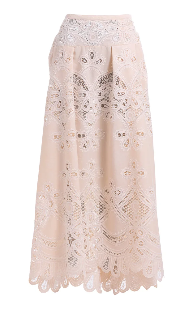 Embroidered Cotton Maxi Skirt