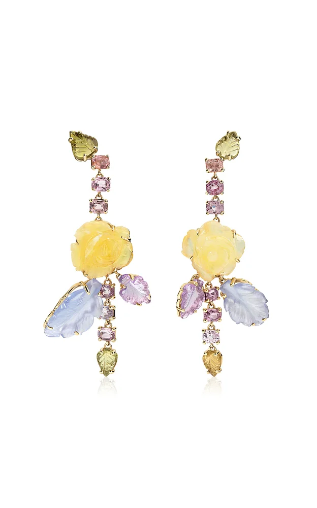 14K Yellow Gold Multi-Stone Bloom Earrings
