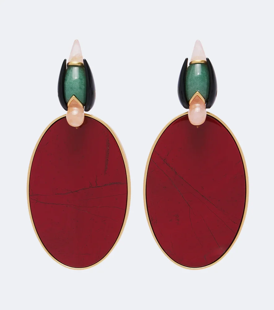 16kt gold-plated embellished drop earrings