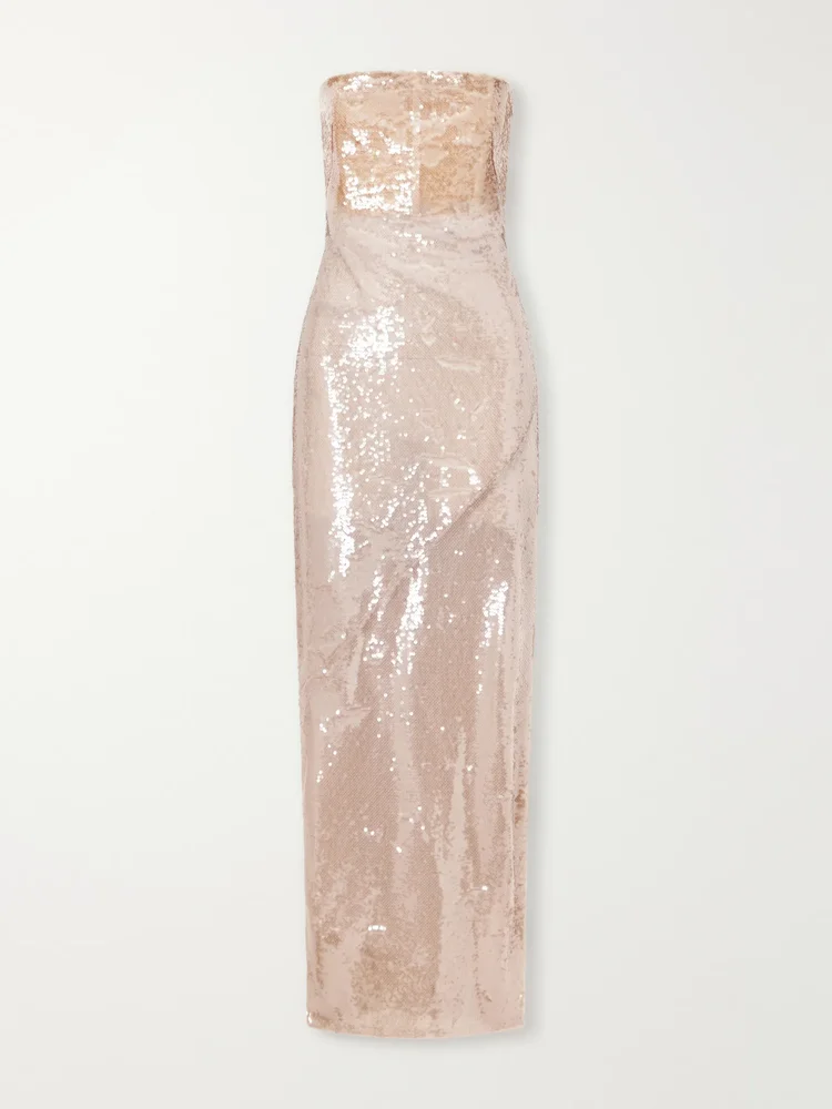 Moonlight strapless sequined tulle gown
