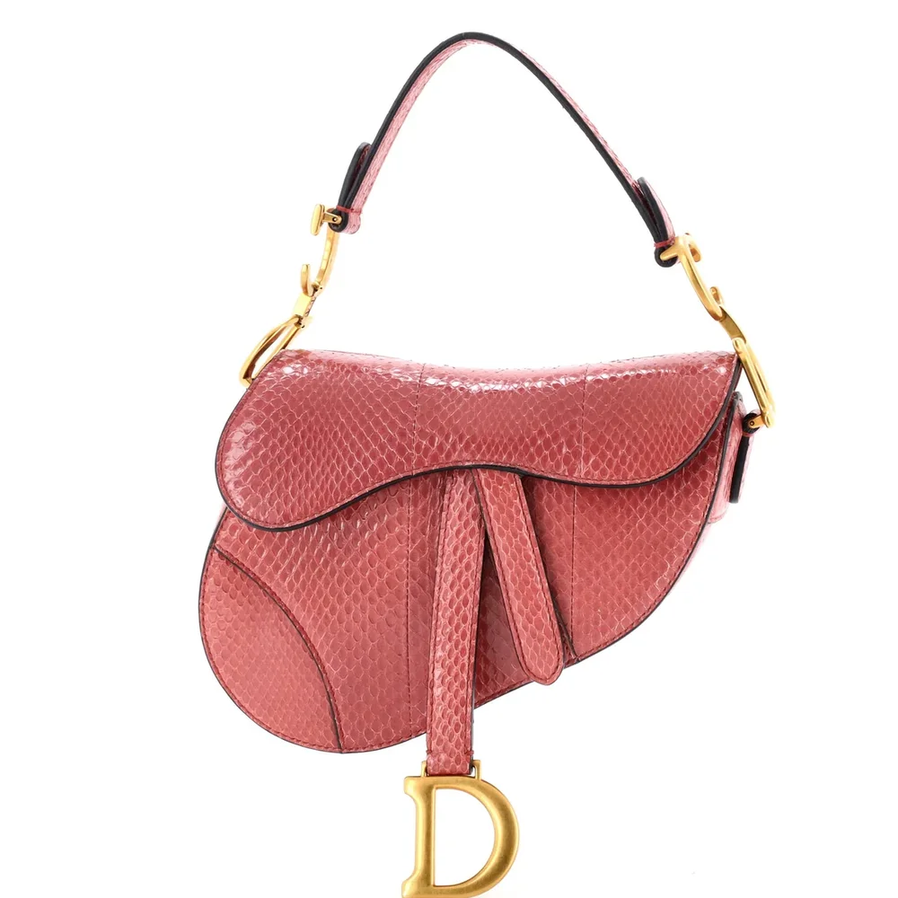 Dior Saddle Handbag Python Mini, Pink