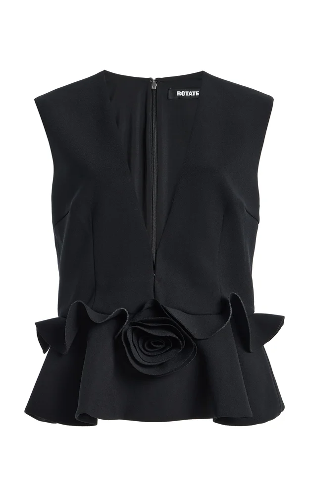 Flower V-Neck Crepe Top