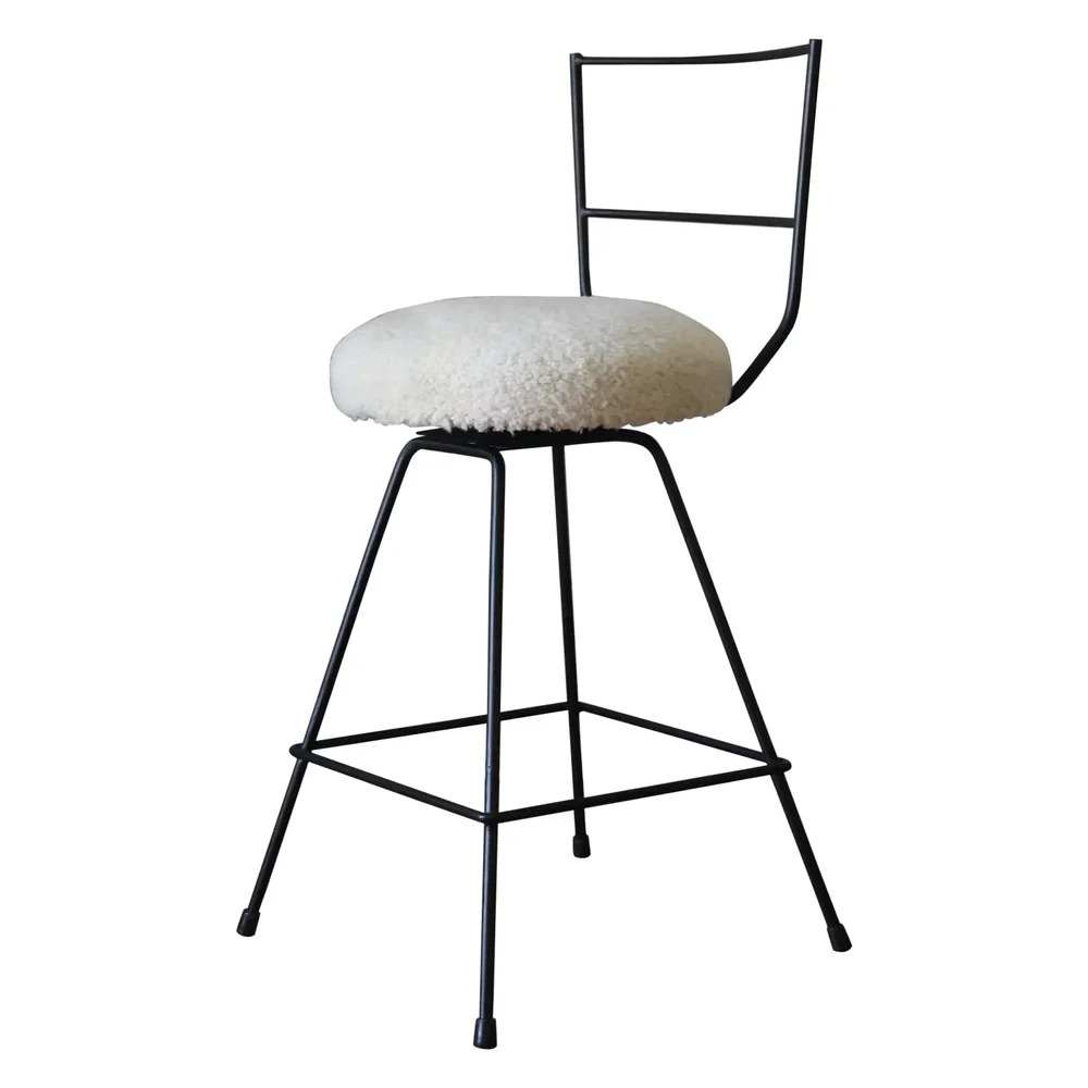 Shearling 'Tabouret' Swiveling Counter Stool